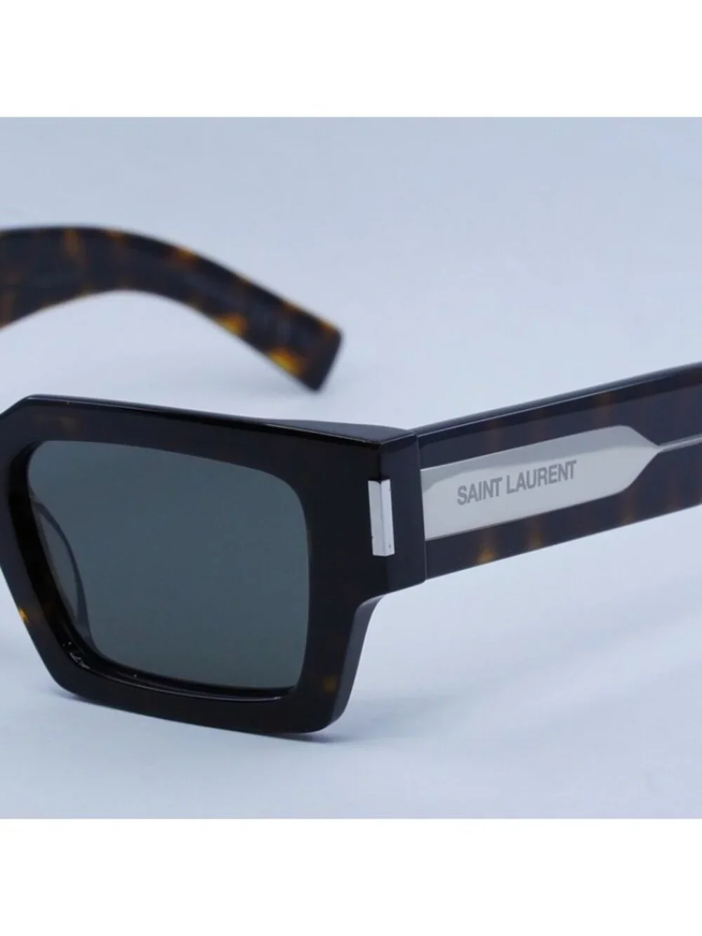 Saint Laurent SL572 002 Sunglasses Havana Square Frame, Grey Lenses